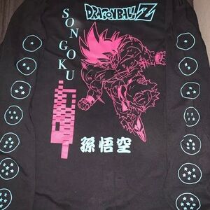 Dragon Ball Z Mens Long Sleeve T-Shirt - Son Goku Pink Aqua Ball Sleeves